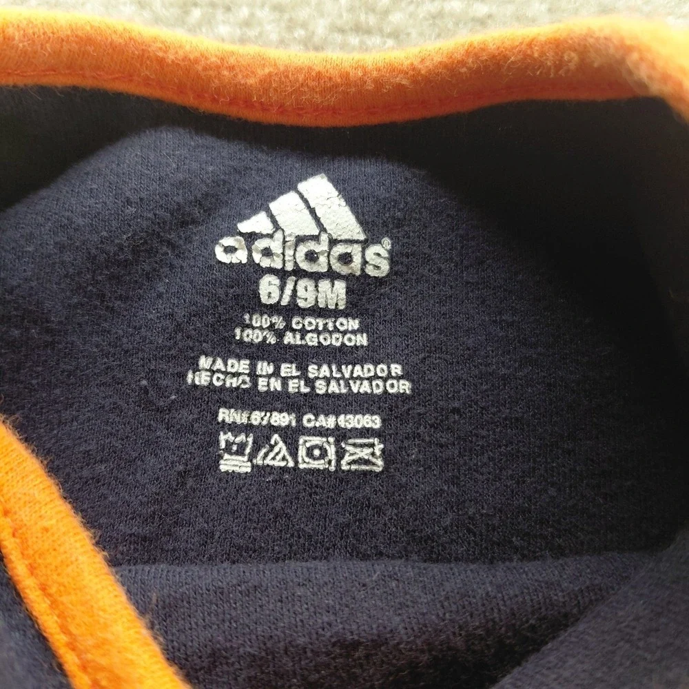 Adidas MLB Detriot Tigers Baby Girl Boy Bodysuit 6-9 M Navy Blue Orange Logo